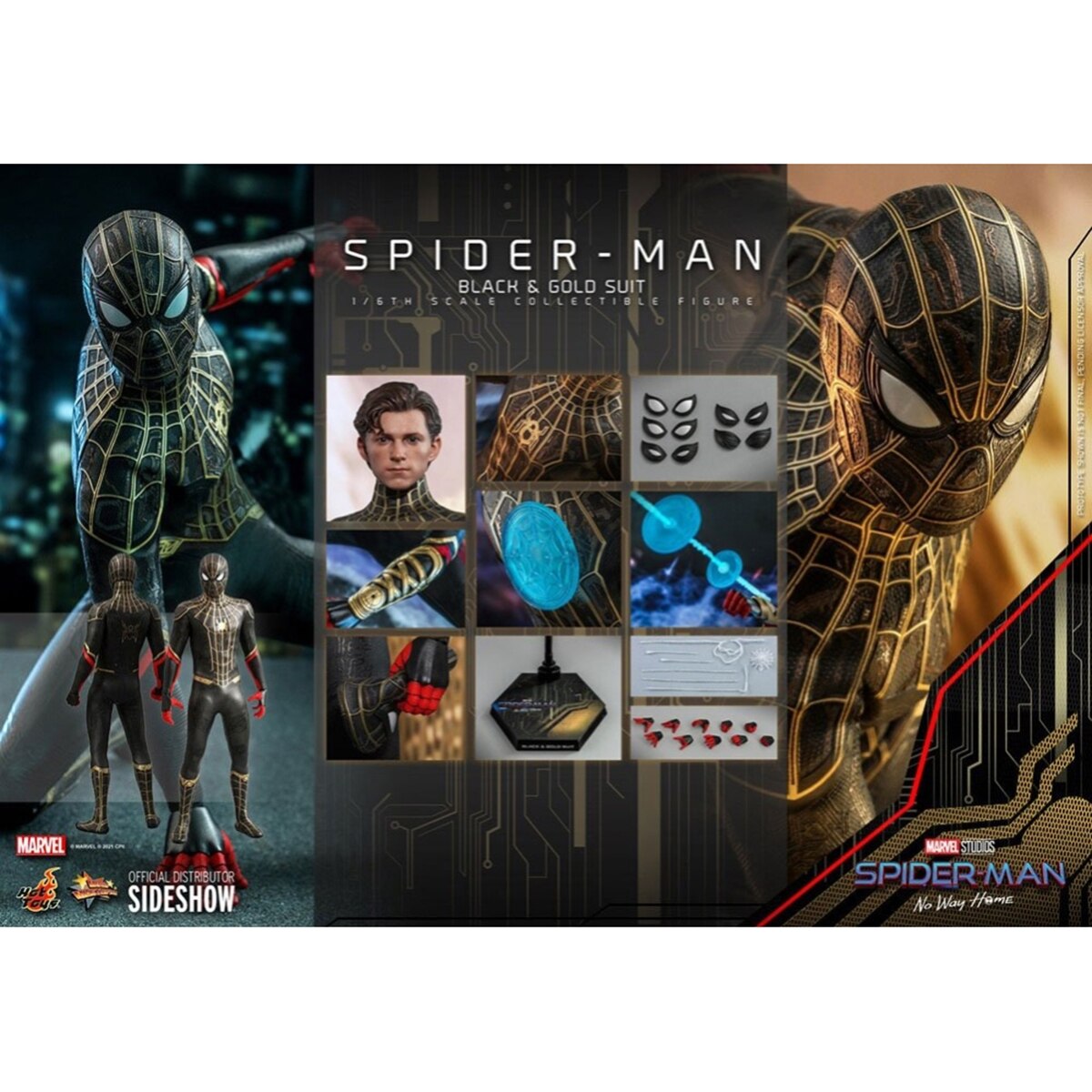 Figura Marvel No Way Home Spiderman preto e dourado 10