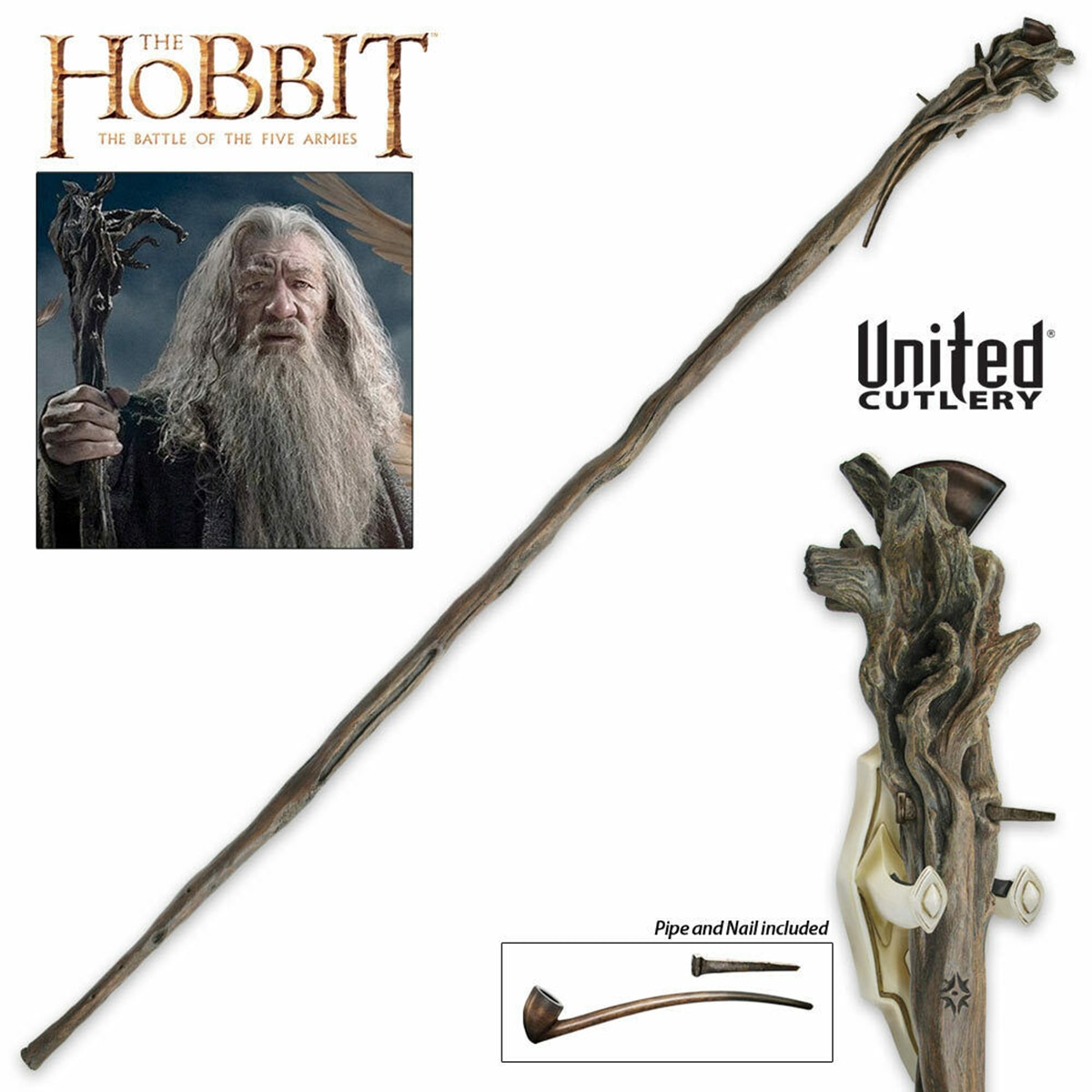 Réplica Vara O Senhor dos Aneis A Irmandade do Anel Gandalf com Cachimbo 7