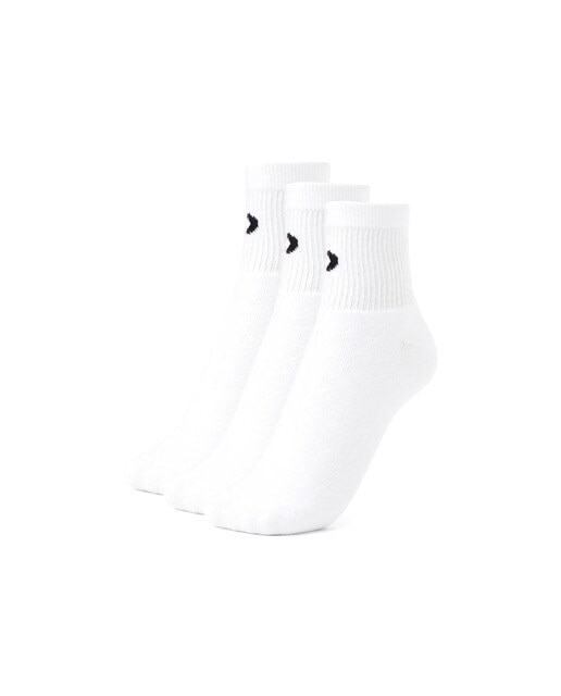 Meias de Treino de Cano Médio - Pack de Três Pares Branco-1