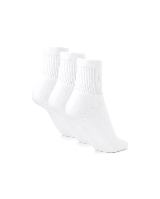 Meias de Treino de Cano Médio - Pack de Três Pares Branco-2