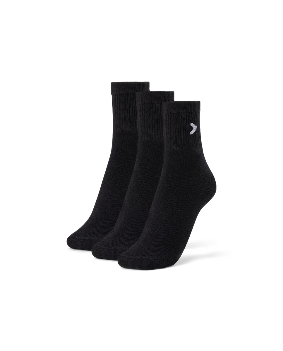 Calcetin de entrenamiento Boomerang caña media pack de tres pares - Negro Negro-1