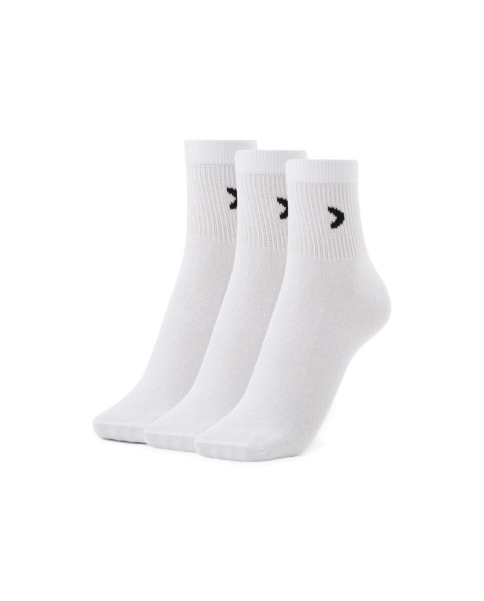 Meias de Treino de Cano Médio - Pack de Três Pares Branco-1