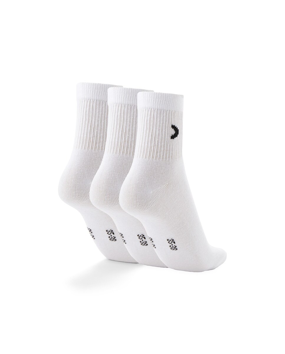 Meias de Treino de Cano Médio - Pack de Três Pares Branco-2
