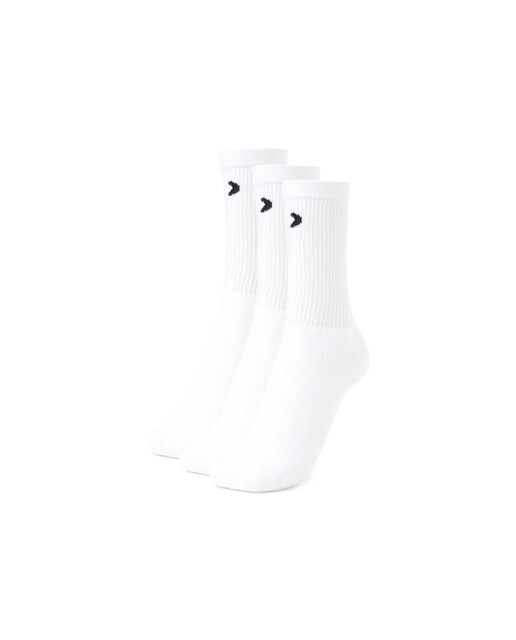 Meias Infantis de Treino de Cano Alto - Pack de Três Pares Branco-1