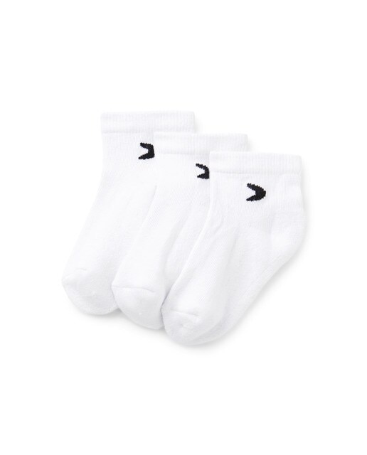 Meias Infantis de Treino de Cano Médio - Pack de Três Pares Branco-1