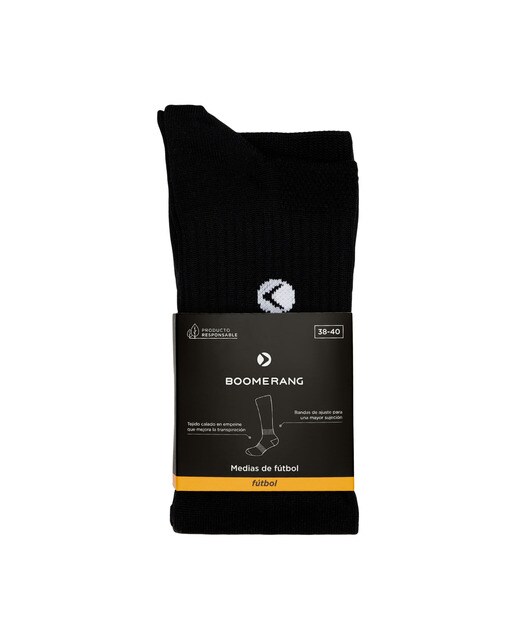Media de Fútbol Boomerang unisex - Negro Negro-1