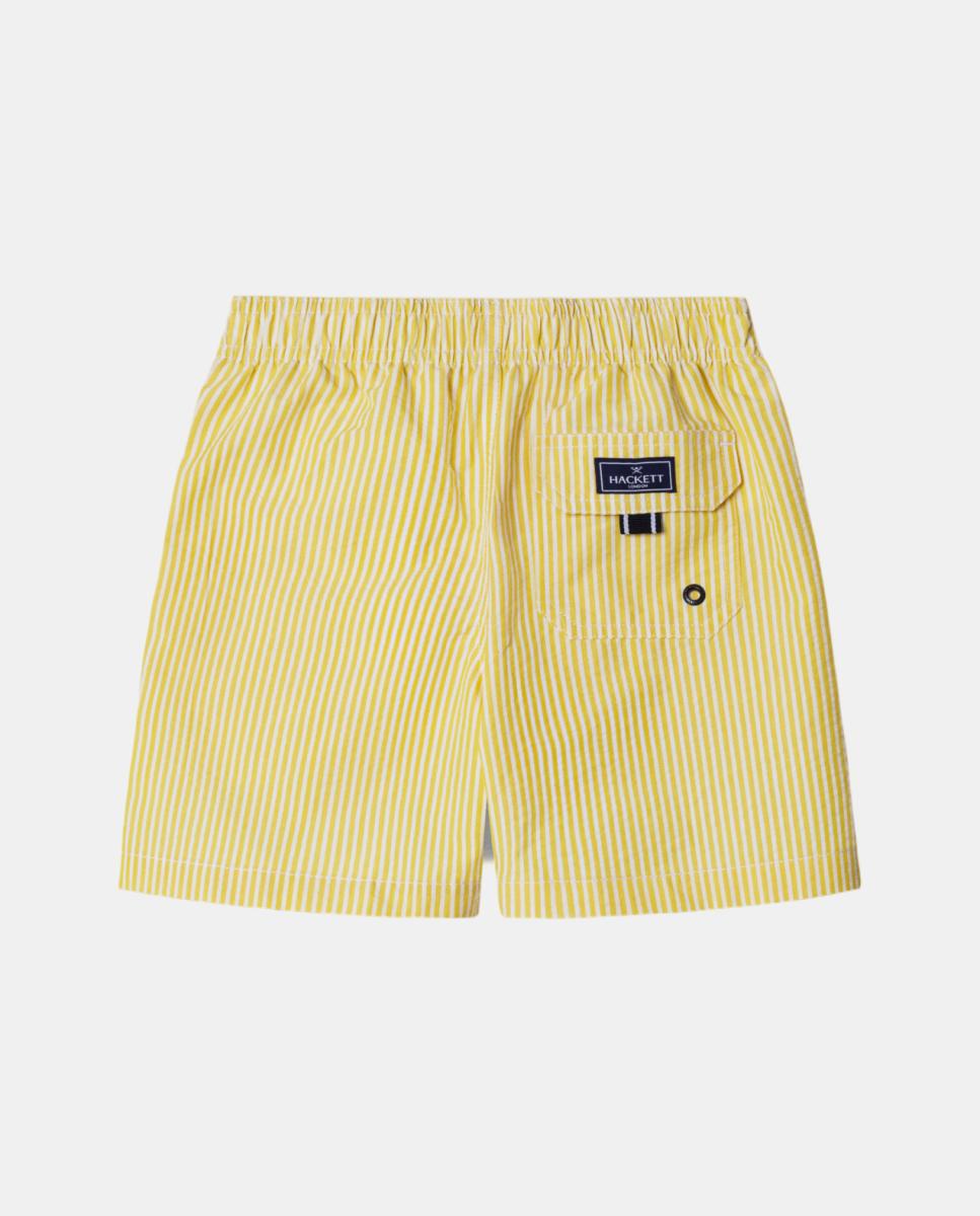 Fato de Banho Seersucker com Cintura Elástica, Forro em Contraste e Bolsos Hackett Amarelo-2