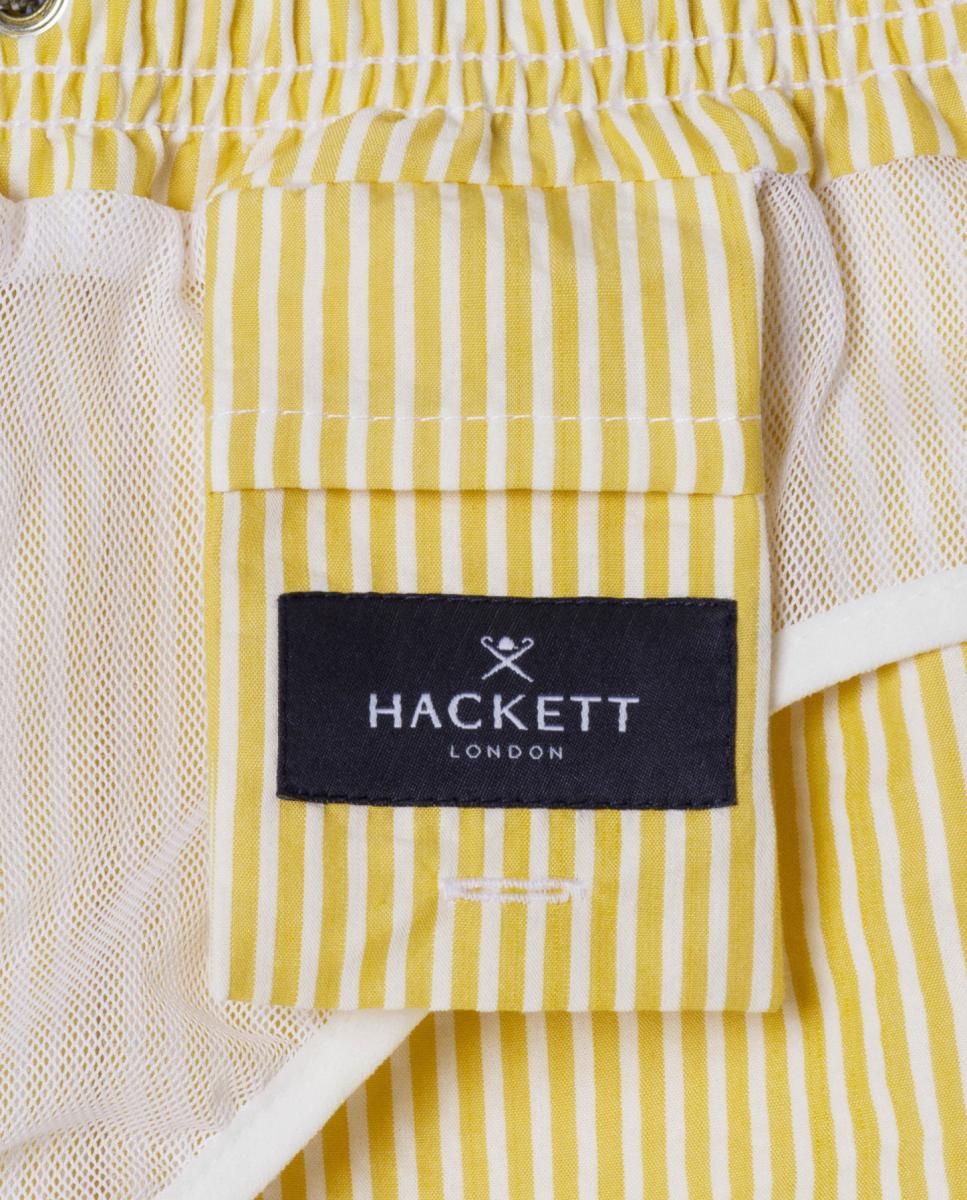 Fato de Banho Seersucker com Cintura Elástica, Forro em Contraste e Bolsos Hackett Amarelo-3