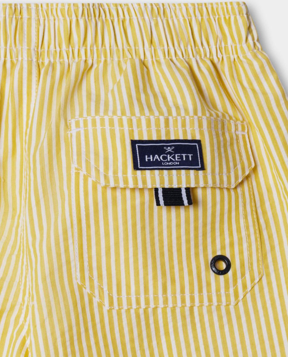 Fato de Banho Seersucker com Cintura Elástica, Forro em Contraste e Bolsos Hackett Amarelo-4
