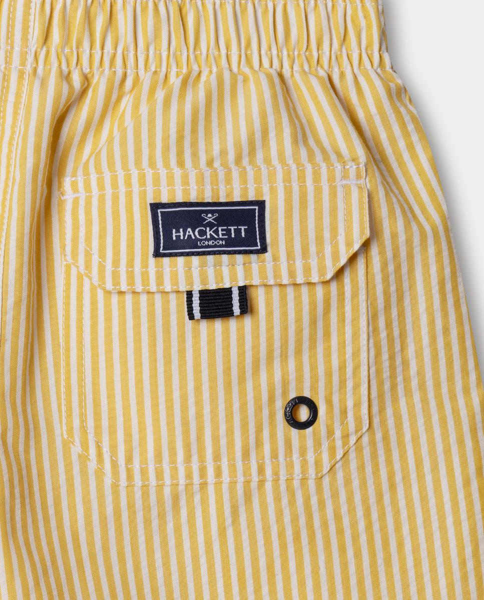 Fato de Banho Seersucker com Cintura Elástica, Forro em Contraste e Bolsos Hackett Amarelo-5