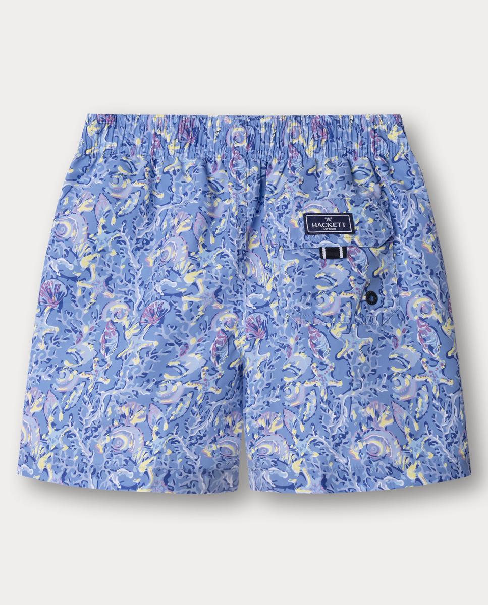 Calções de Banho Estampados de Tato Suave e Secagem Rápida Azul-2