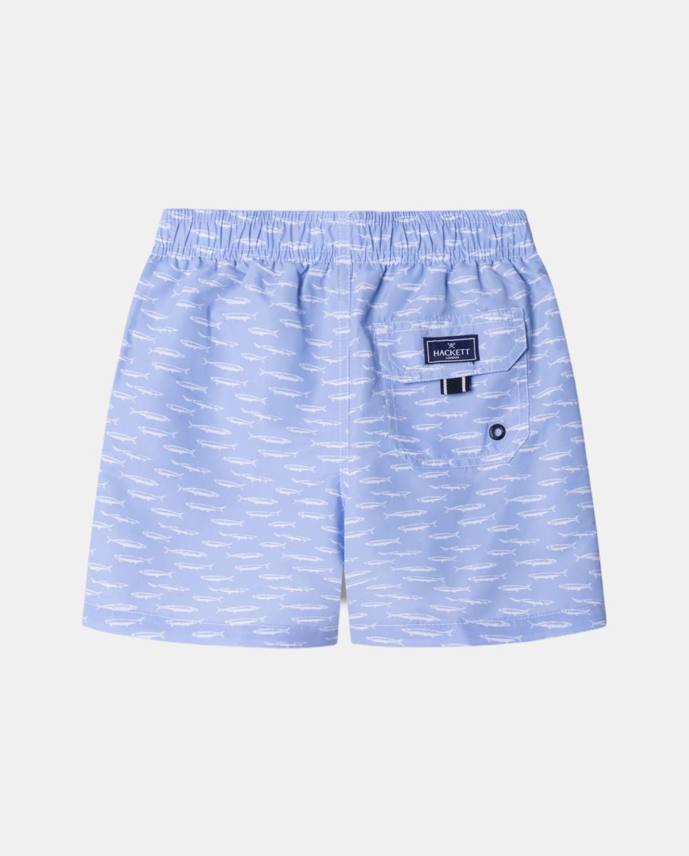 Calções de Banho Estampados de Tato Suave e Secagem Rápida Azul-2