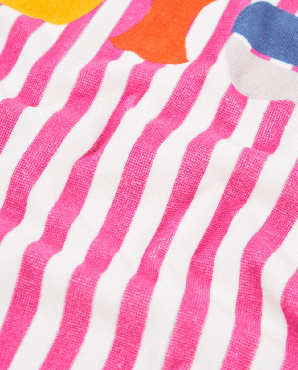 Toalha às Riscas com Capuz Fúcsia-3