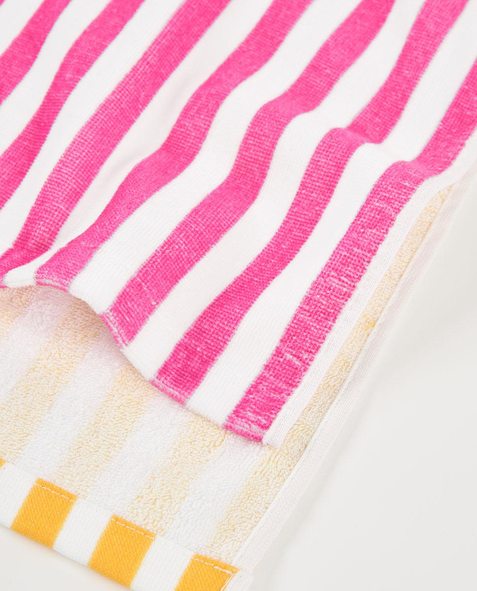 Toalha às Riscas com Capuz Fúcsia-4