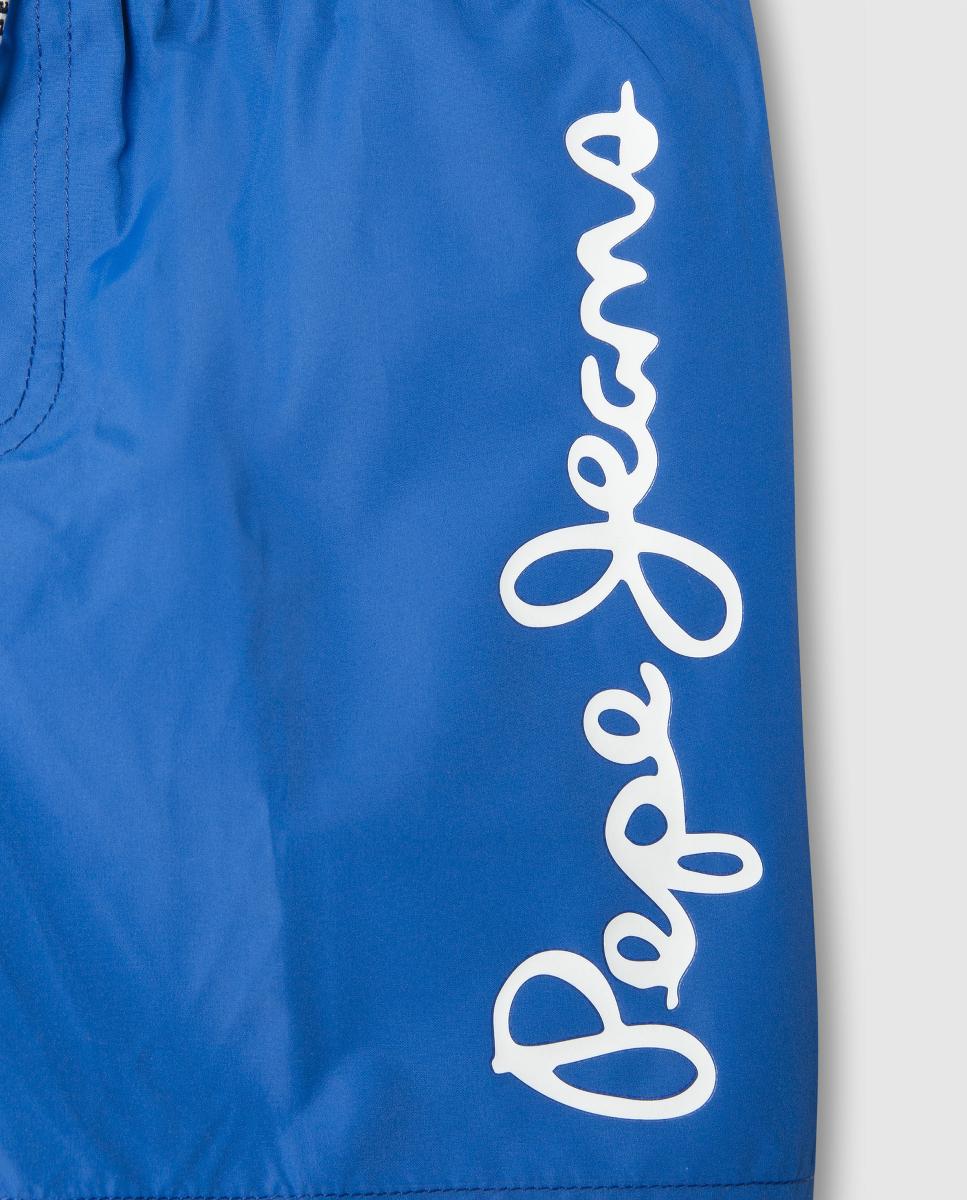 Fato de Banho com Logótipo Azul-índigo-4