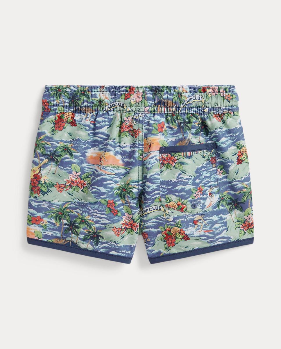 Calções de Banho com Estampado Azul-2