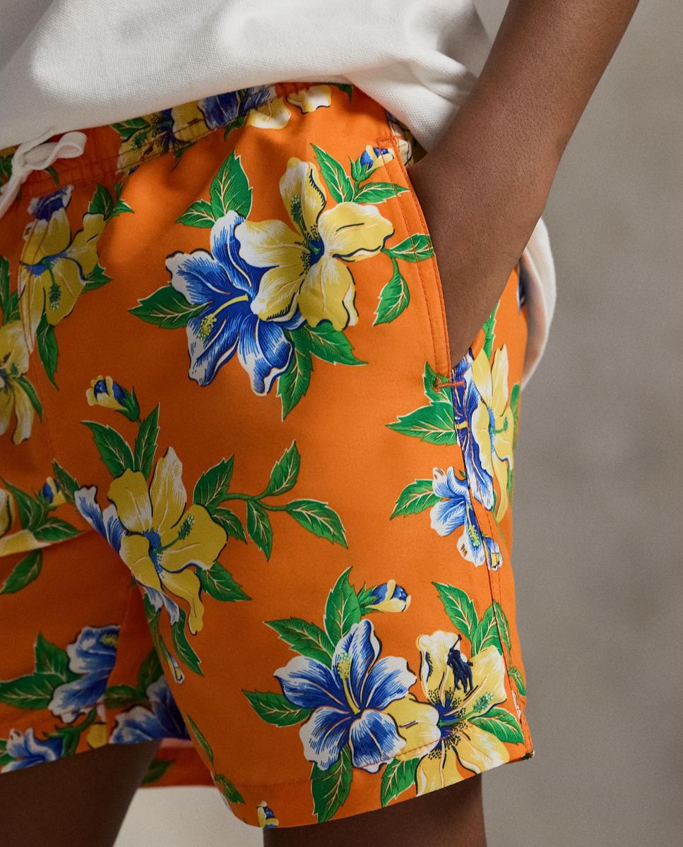 Calções de Banho com Estampado Laranja-3