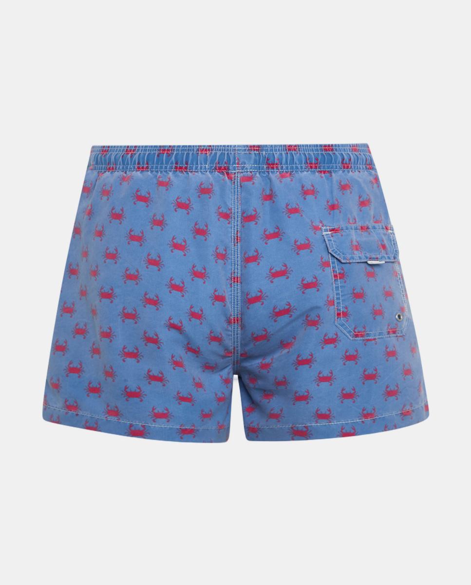 Fato de Banho com Efeito de Lavagem e Estampado de Caranguejos Kiff-Kiff Azul-índigo-2