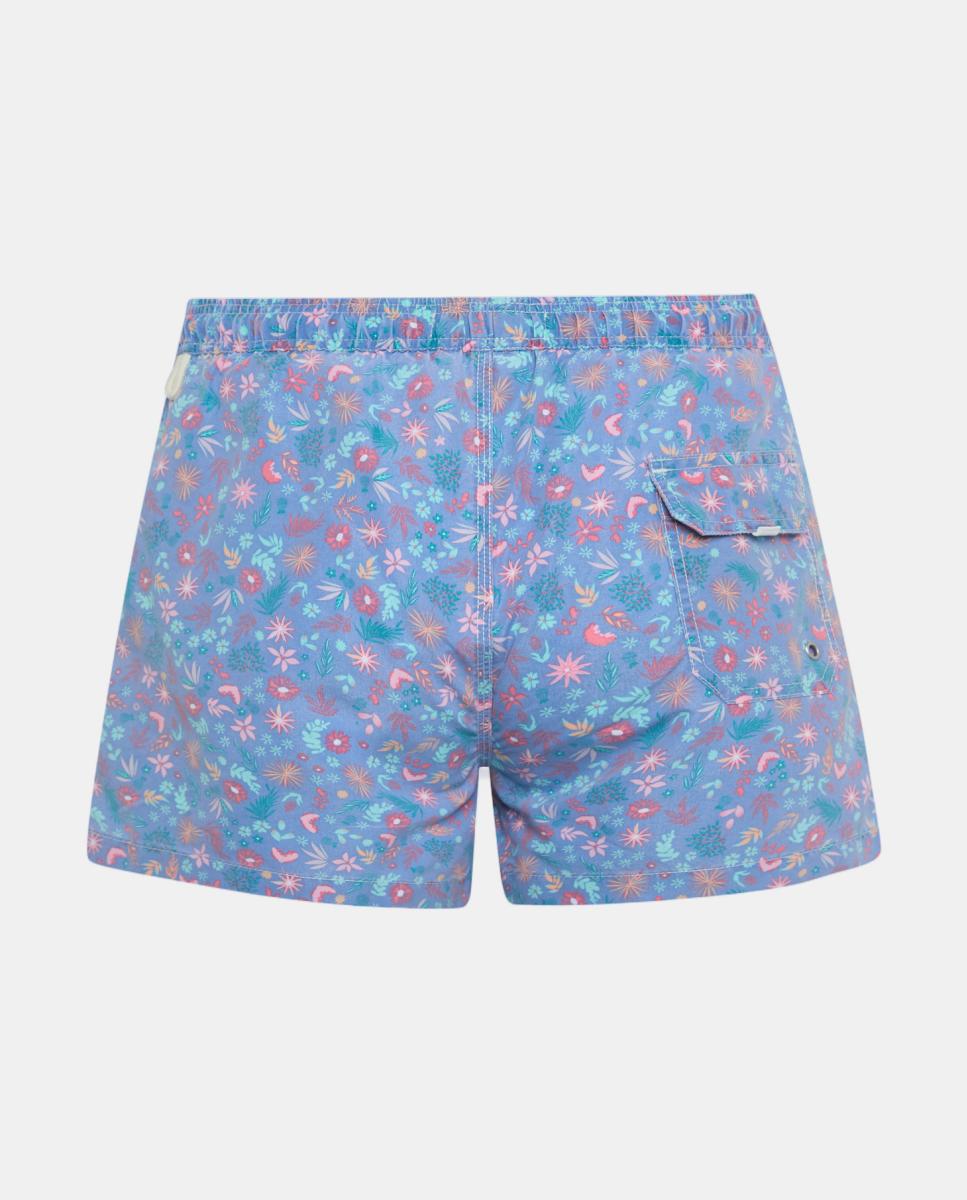 Fato de Banho com Efeito de Lavagem e Estampado Floral Kiff-Kiff Azul-índigo-2