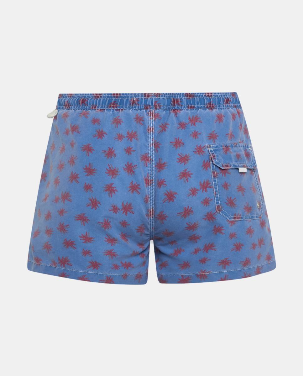 Fato de Banho com Efeito de Lavagem e Estampado de Palmeiras Kiff-Kiff Azul-índigo-2