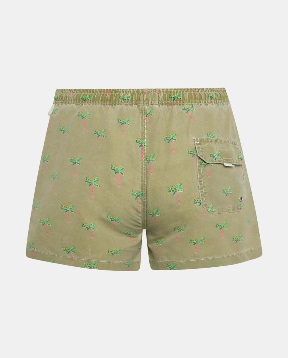 Fato de Banho com Efeito de Lavagem e Estampado de Palmeiras Verde-2