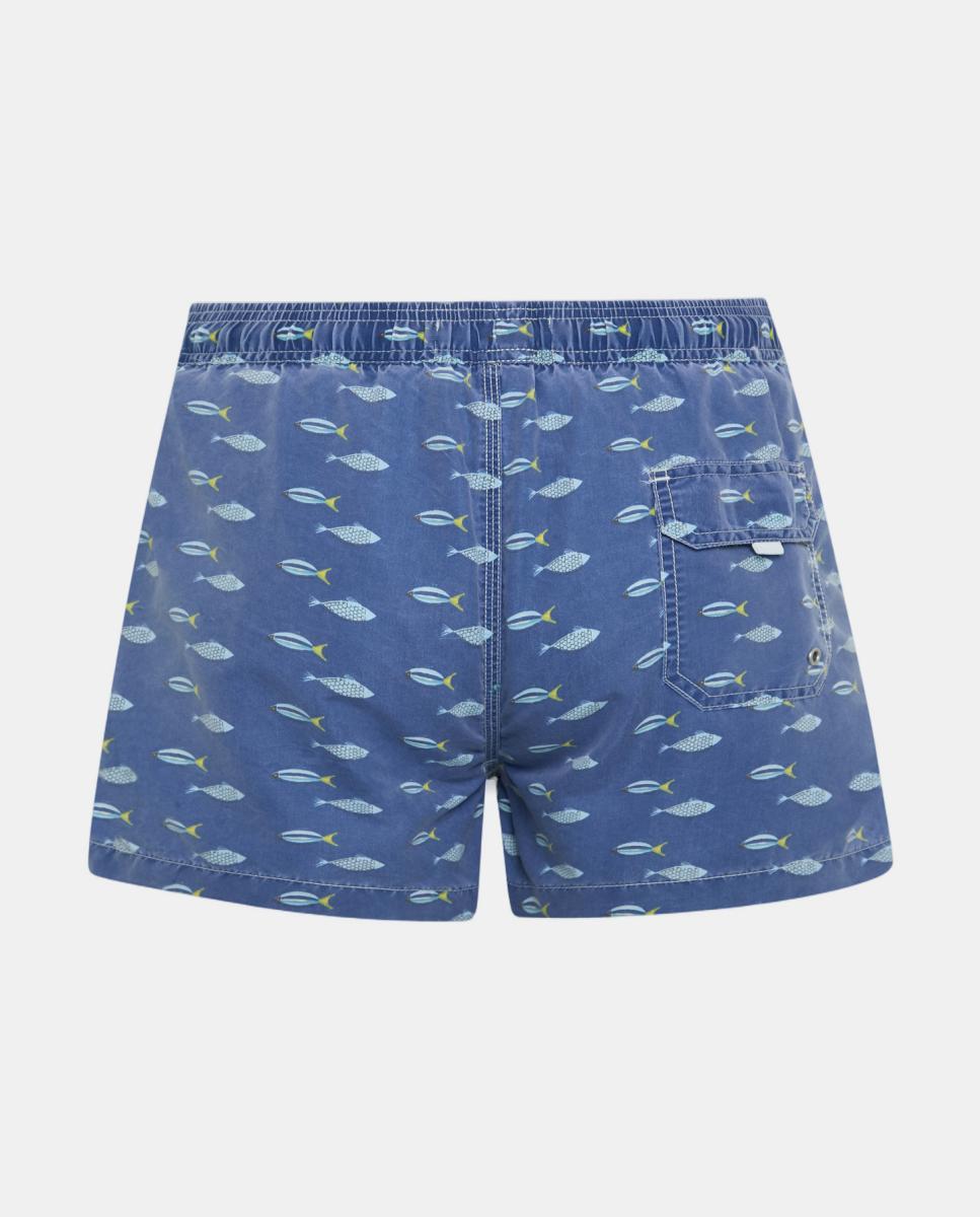 Fato de Banho com Efeito de Lavagem e Estampado de Cardume de Peixes Kiff-Kiff Azul-marinho-2