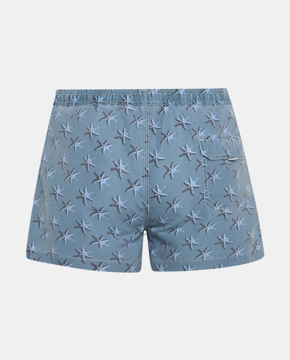 Fato de Banho com Efeito de Lavagem e Estampado de Estrela-do-Mar Azul-marinho-2