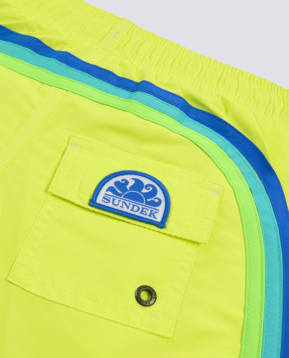 Calções de banho lisos com arco-íris posterior Amarelo-3