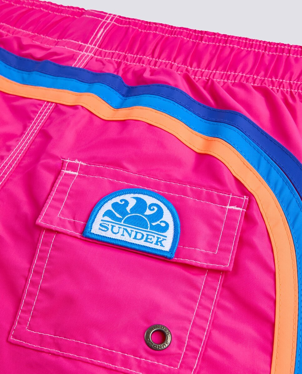 Calções de banho lisos com arco-íris posterior Rosa-3
