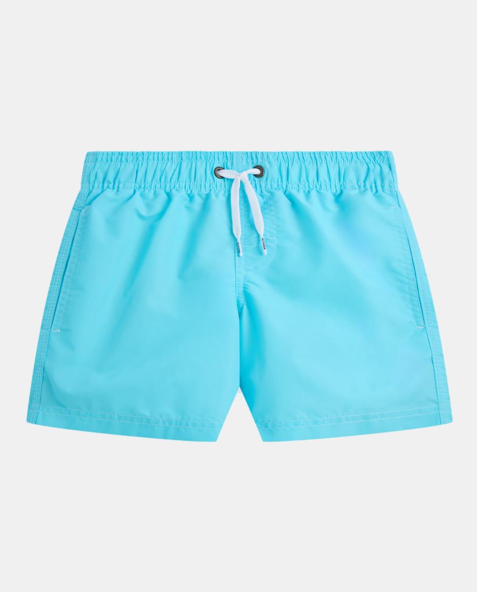 Calções de banho lisos com arco-íris posterior Azul-2