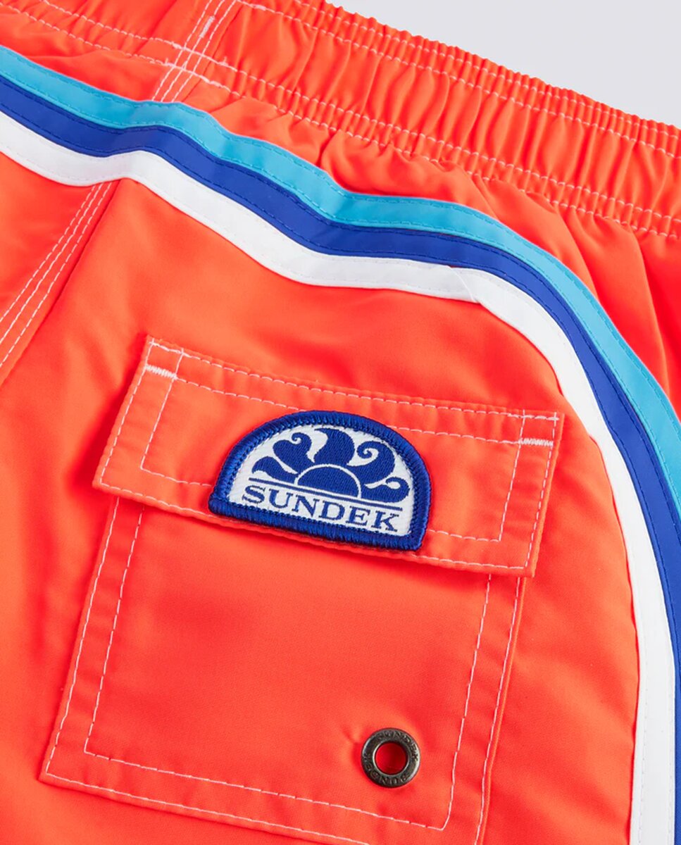 Calções de banho lisos com arco-íris posterior Laranja-3