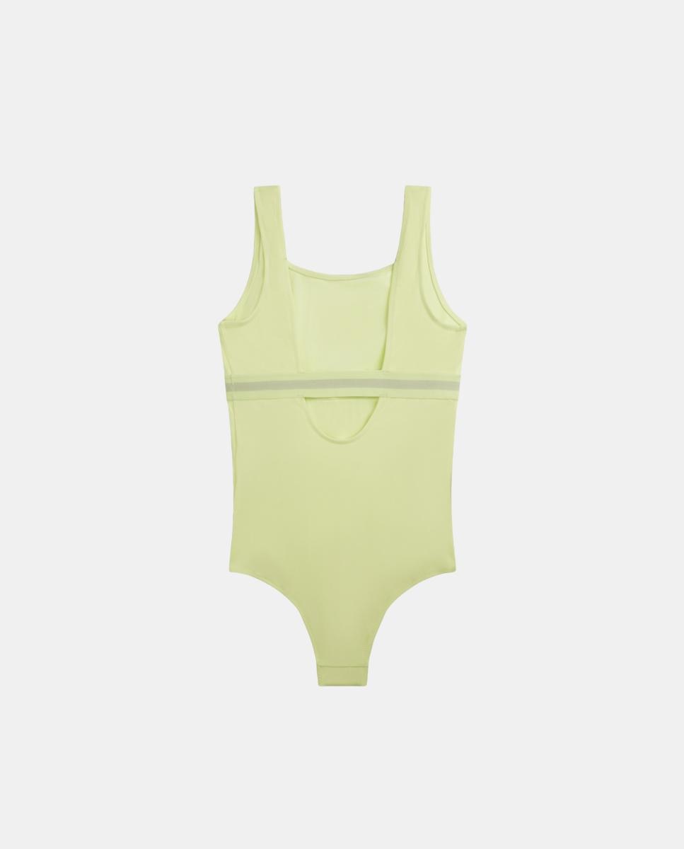 Fato de Banho Liso com Logótipo Clássico Amarelo-2