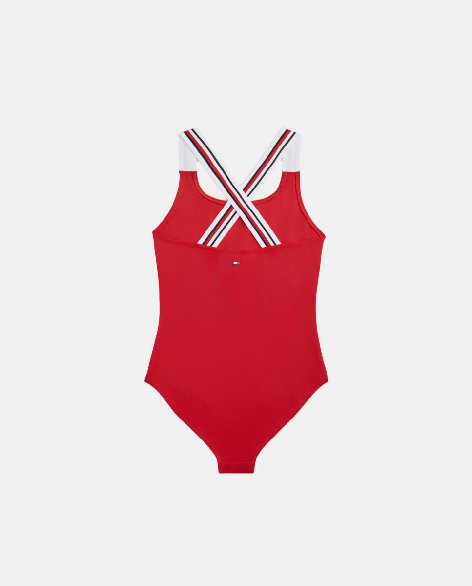Fato de Banho Liso com Alças da Marca Vermelho-2