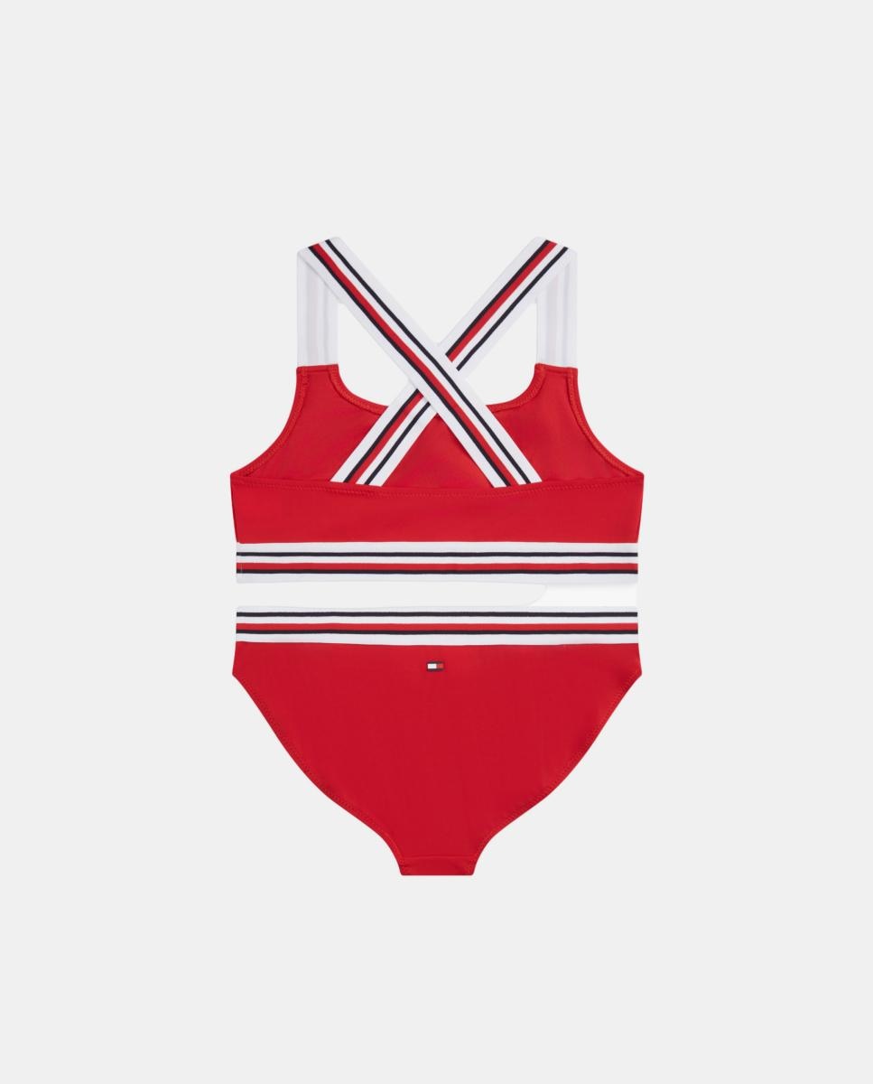 Biquíni Liso com Detalhes da Marca Vermelho-2