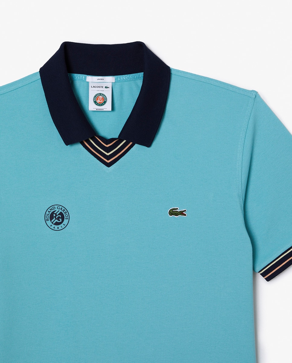 Polo Unissexo Sport Roland Garros Edition com Colarinho em Bico Azul-claro-2