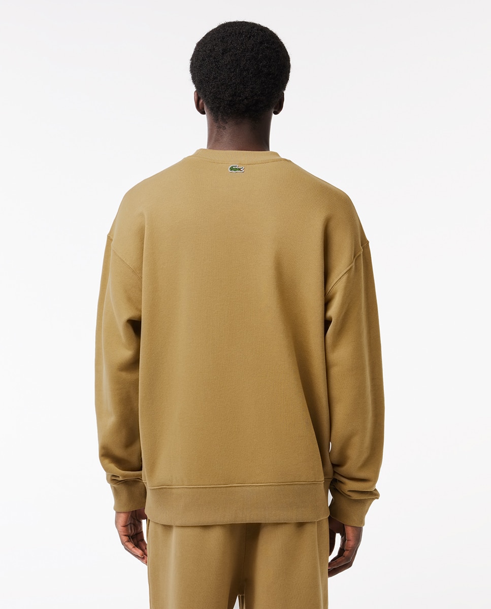 Sweatshirt Loose Fit com Gola Redonda e Animal Print de Crocodilo Castanho-claro-2