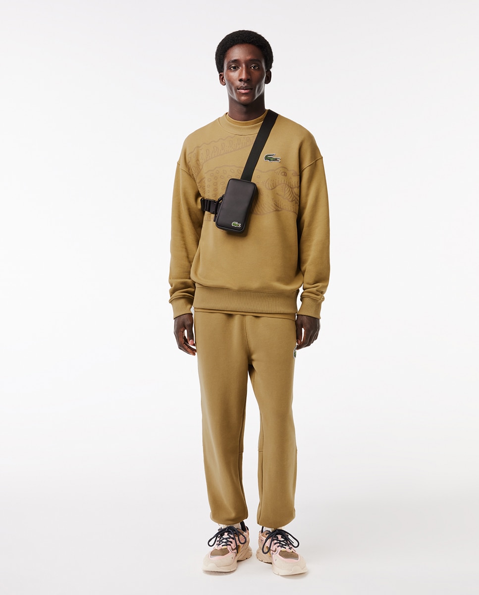 Sweatshirt Loose Fit com Gola Redonda e Animal Print de Crocodilo Castanho-claro-4