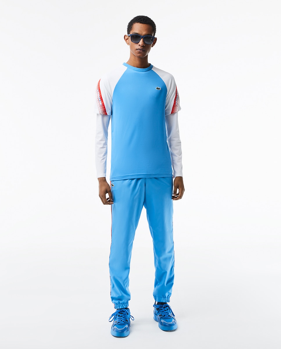 T-shirt Sport Regular Fit com Risca com Logótipo Azul-6