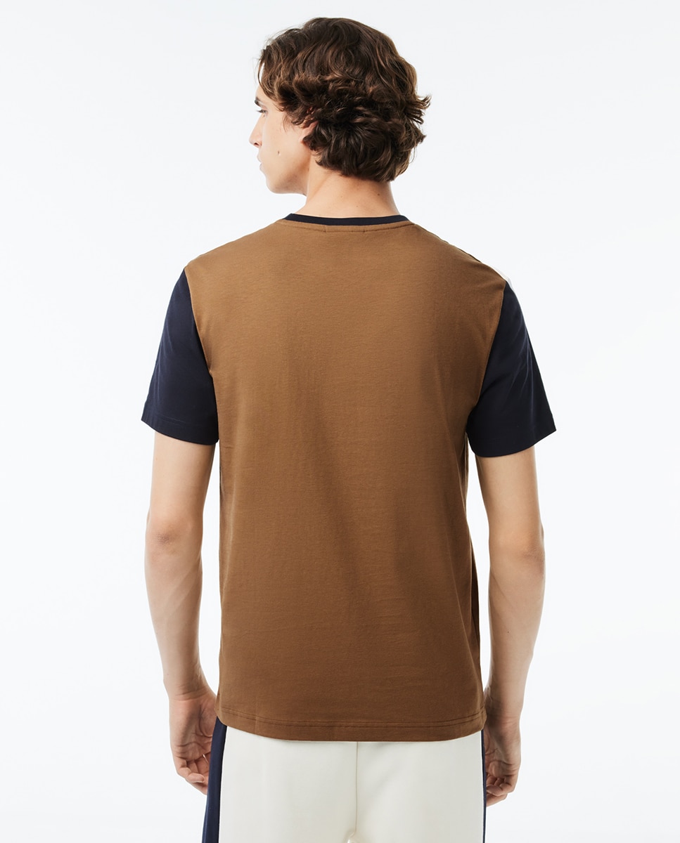 T-shirt Regular Fit de Malha com Design Color Block Castanho-2