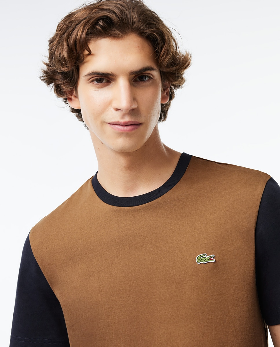 T-shirt Regular Fit de Malha com Design Color Block Castanho-3