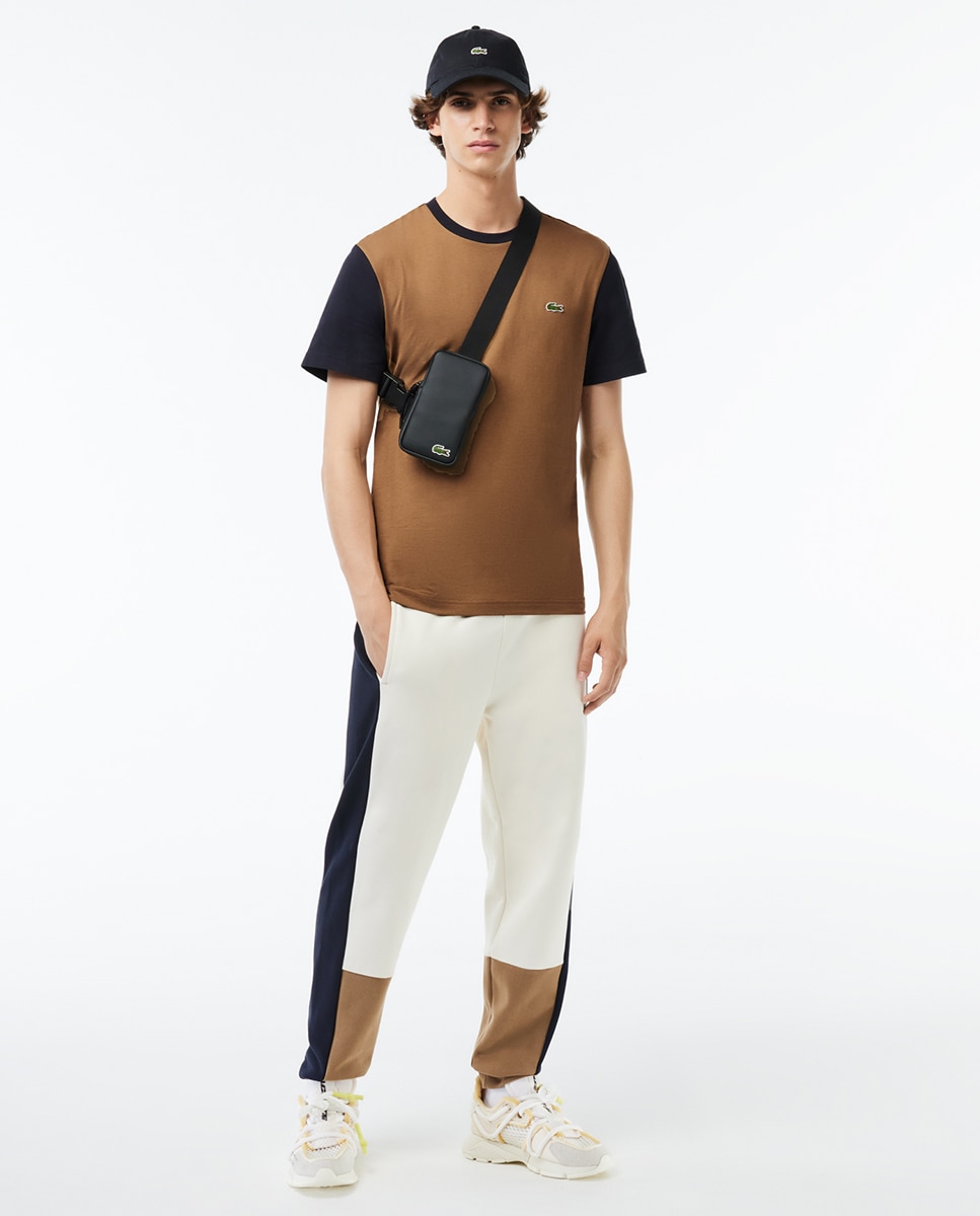 T-shirt Regular Fit de Malha com Design Color Block Castanho-6