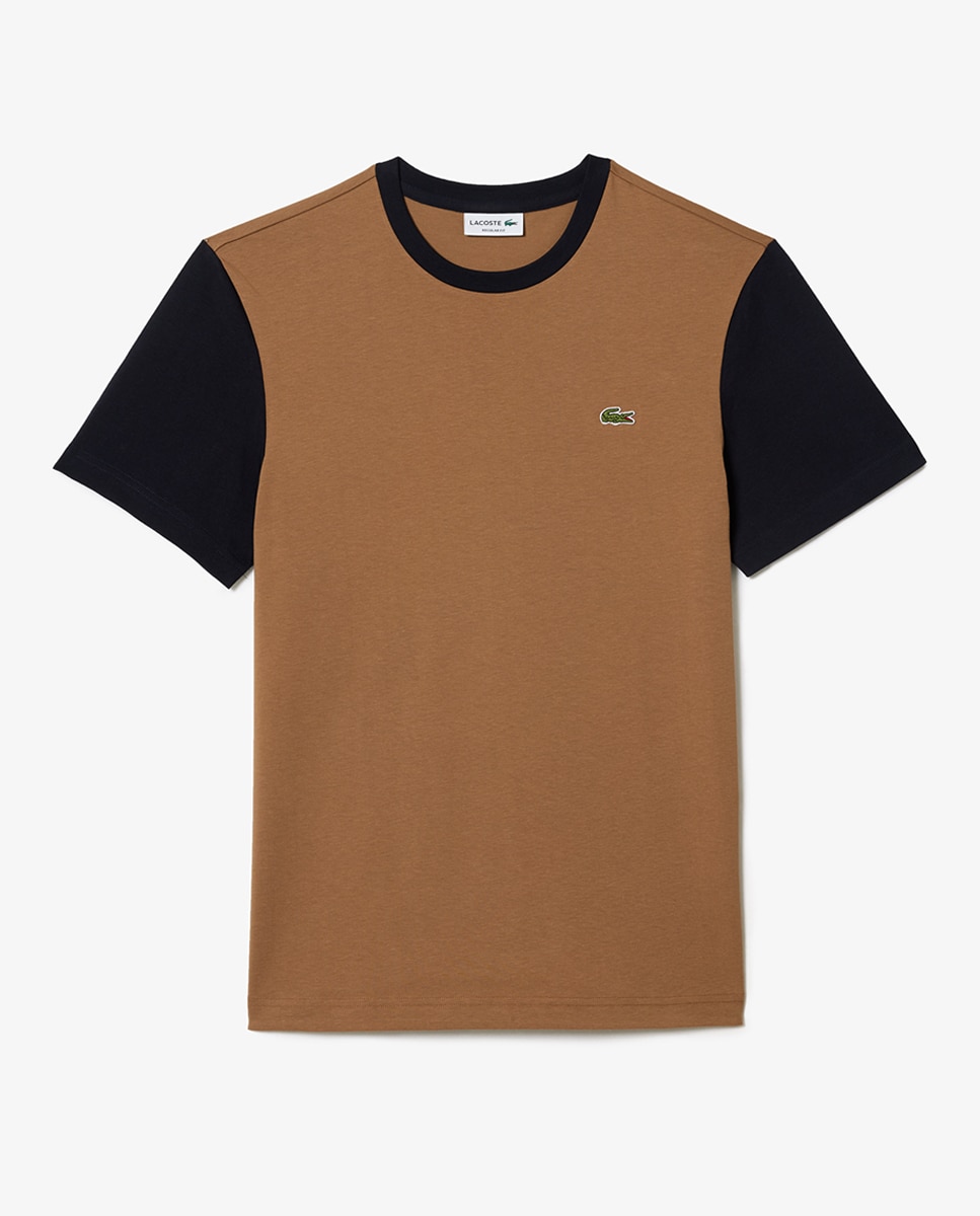 T-shirt Regular Fit de Malha com Design Color Block Castanho-4