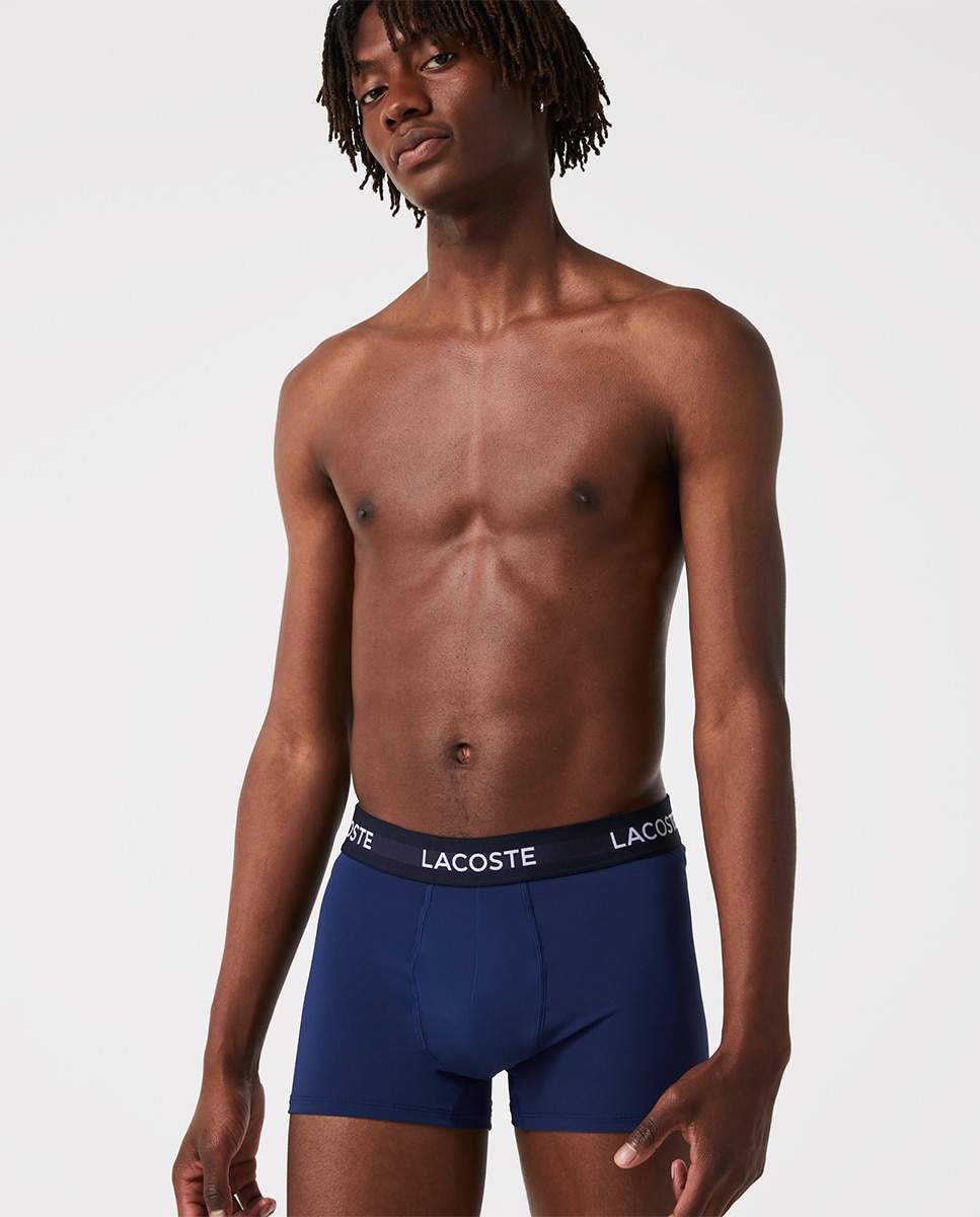 Pack de três boxers de malha de homem em várias cores Azul-marinho-2