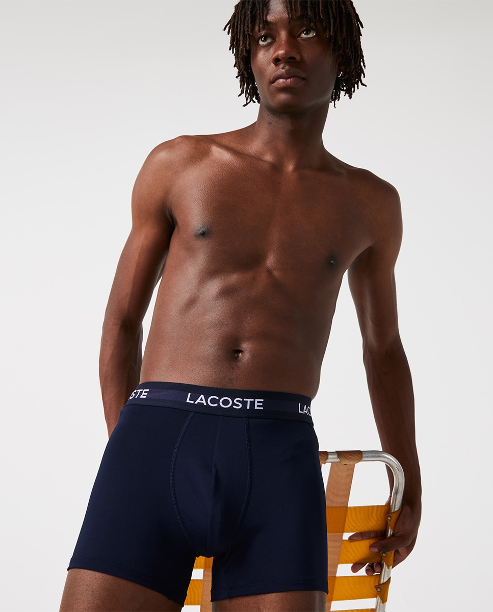 Pack de três boxers de malha de homem em várias cores Azul-marinho-4
