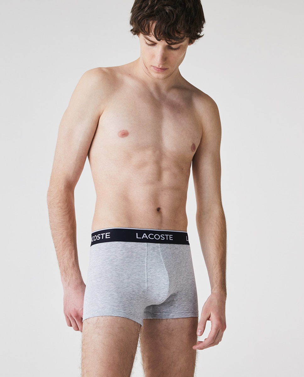 Pack de Três Boxers de Algodão Lisos Cinzento-2