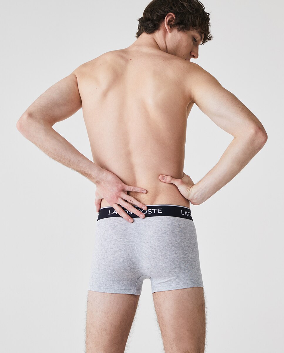 Pack de Três Boxers de Algodão Lisos Cinzento-3