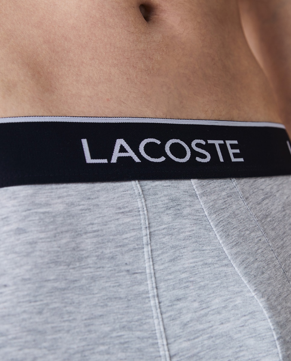 Pack de Três Boxers de Algodão Lisos Cinzento-5