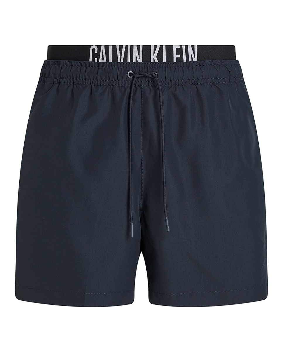 Calções de Banho de Corte Médio com Cós Duplo Azul-marinho-4
