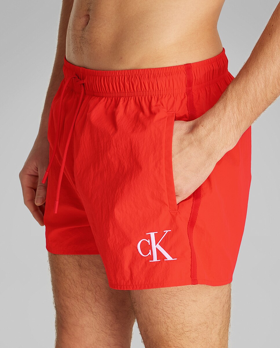 Calções de Banho com Logótipo Vermelho-3