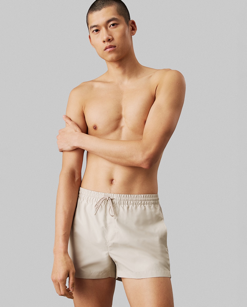 Bañador hombre corte short logo lateral - Calvin Klein - Beige Beige-1